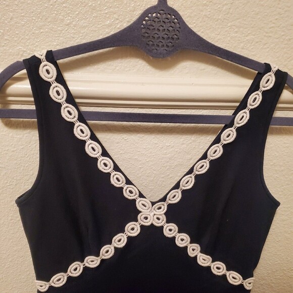 J. Crew Sleeveless V Neck Empire Cut Dress Eyelet Lace Lined Women's Size 2 - Picture 14 of 16